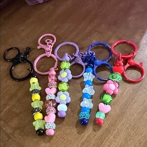 Beaded Flower Keychain Charm - Assorted Colors